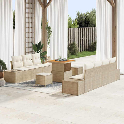 Tuinbankenset Met Kussen Met Opslag 10 Pcs Zwart Poly Riet