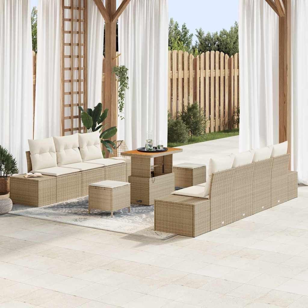 Tuinbankenset Met Kussen Met Opslag 10 Pcs Poly Riet