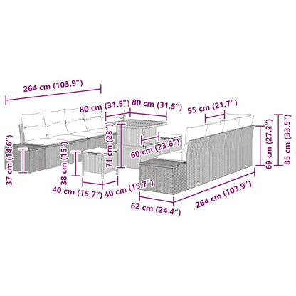 Tuinbankenset Met Kussen Met Opslag 11 Pcs Poly Riet