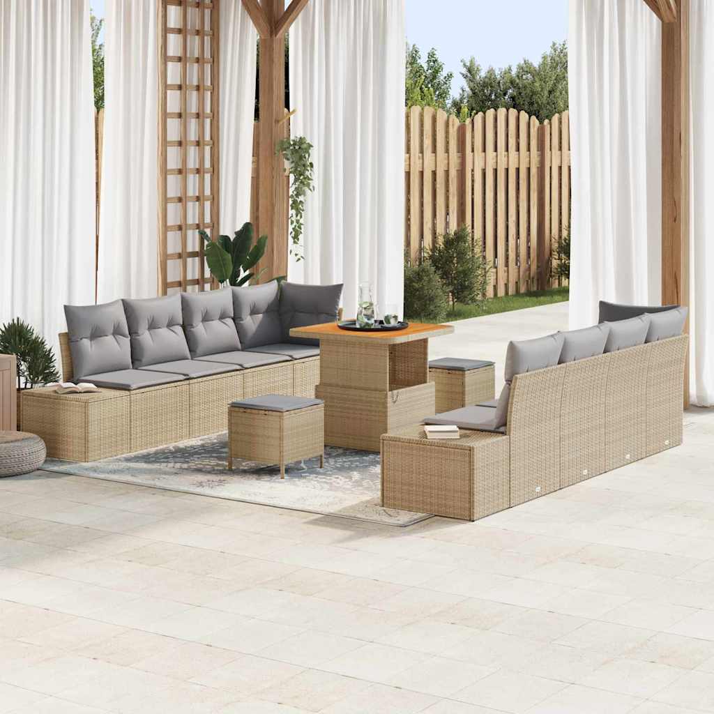 Tuinbankenset Met Kussen Met Opslag 11 Pcs Poly Riet