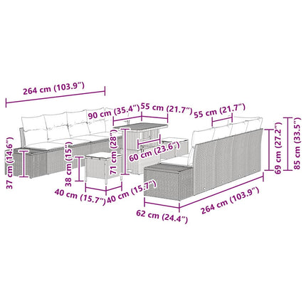 Tuinbankenset Met Kussen 90 X 55 X 71 Cm Poly Riet