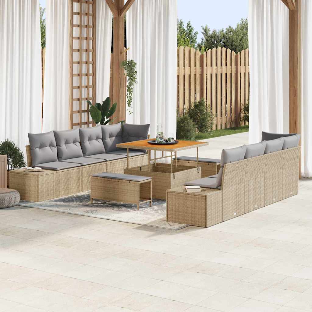 Tuinbankenset Met Kussen Met Opslag 11 Pcs Poly Riet