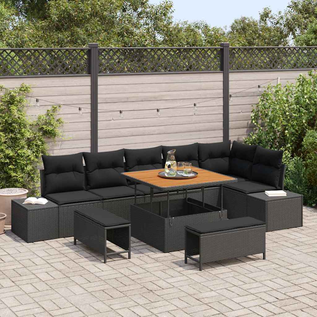 Tuinbankenset Met Kussen Met Opslag 9 Pcs Poly Riet