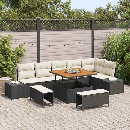 Tuinbankenset Met Kussen Met Opslag 9 Pcs Poly Riet