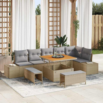 Tuinbankenset Met Kussen Met Opslag 9 Pcs Poly Riet