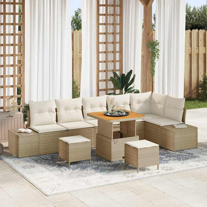 Tuinbankenset Met Kussen Met Opslag 9 Pcs Poly Riet