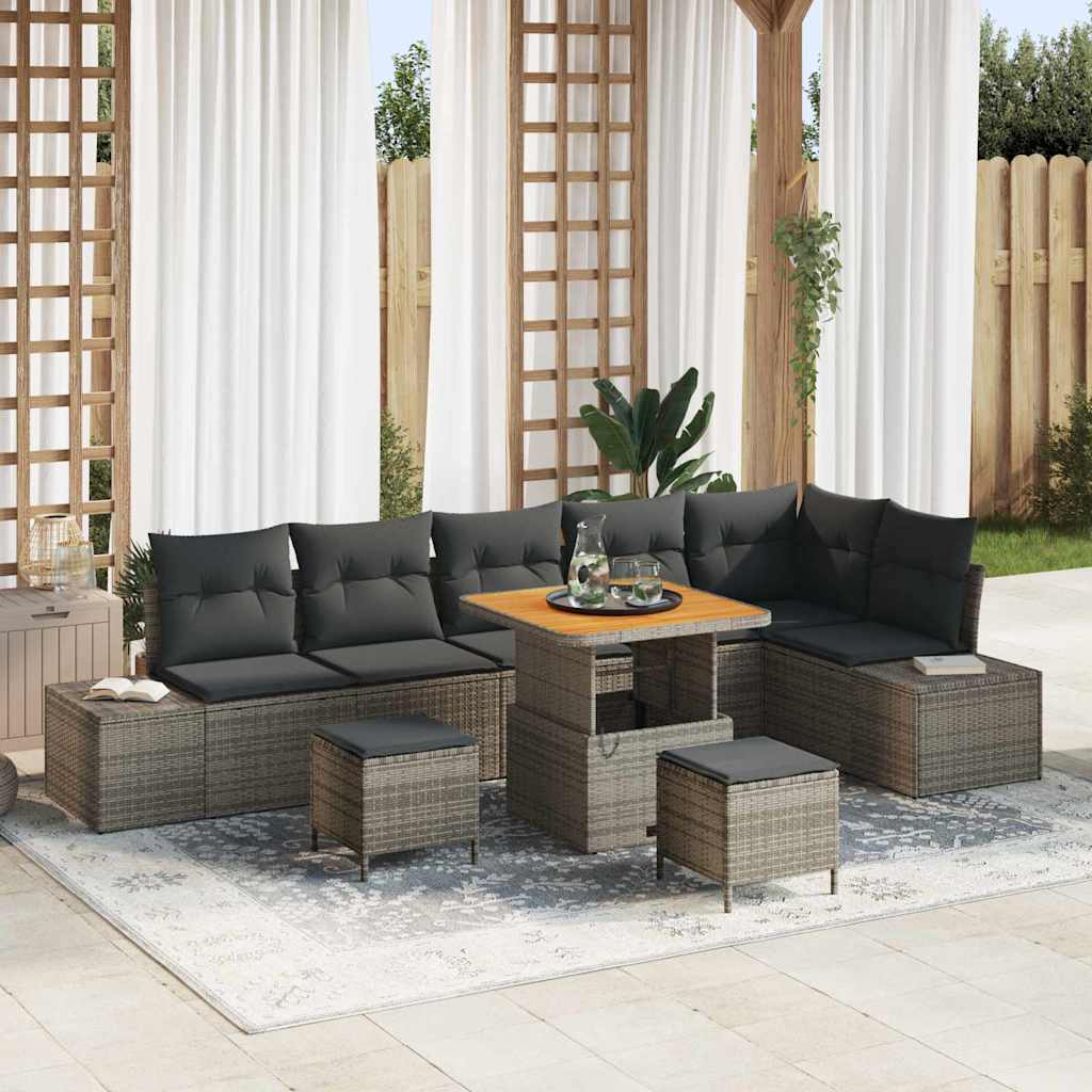 Tuinbankenset Met Kussen Met Opslag 9 Pcs Poly Riet