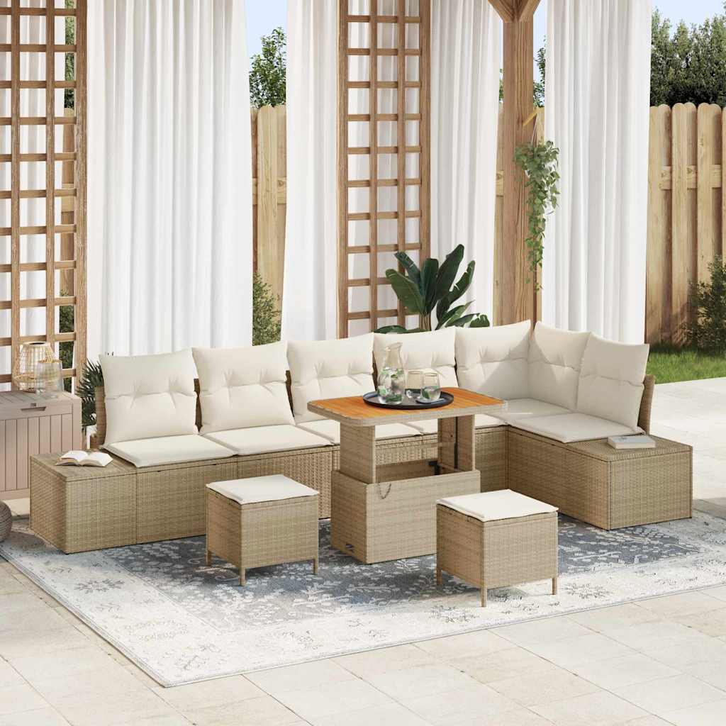 Tuinbankenset Met Kussen Met Opslag 9 Pcs Poly Riet