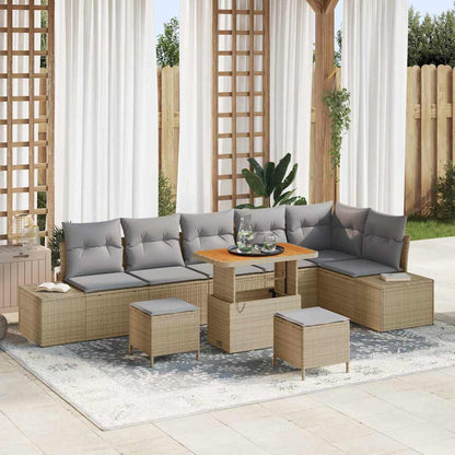 Tuinbankenset Met Kussen Met Opslag 9 Pcs Poly Riet