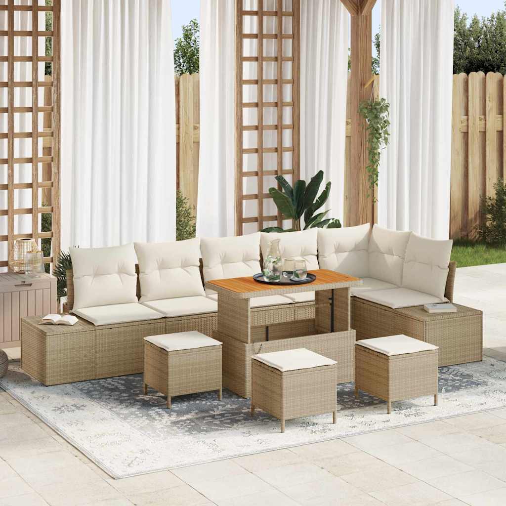 Tuinbankenset Met Kussen Met Opslag 9 Pcs Poly Riet