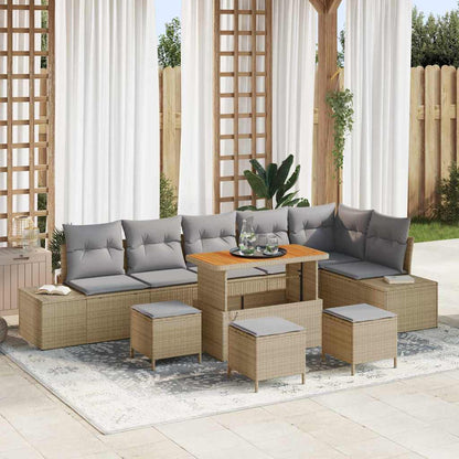 Tuinbankenset Met Kussen Met Opslag 9 Pcs Poly Riet