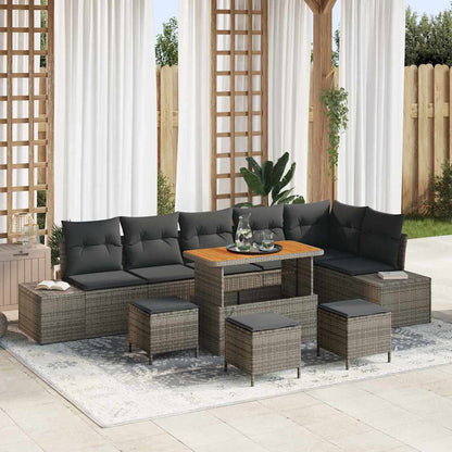 Tuinbankenset Met Kussen Met Opslag 9 Pcs Poly Riet