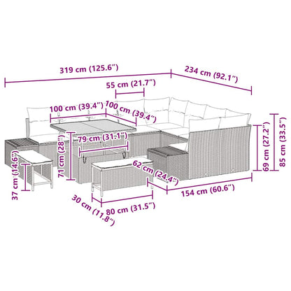 Tuinbankenset Met Kussen Met Opslag 12 Pcs Poly Riet