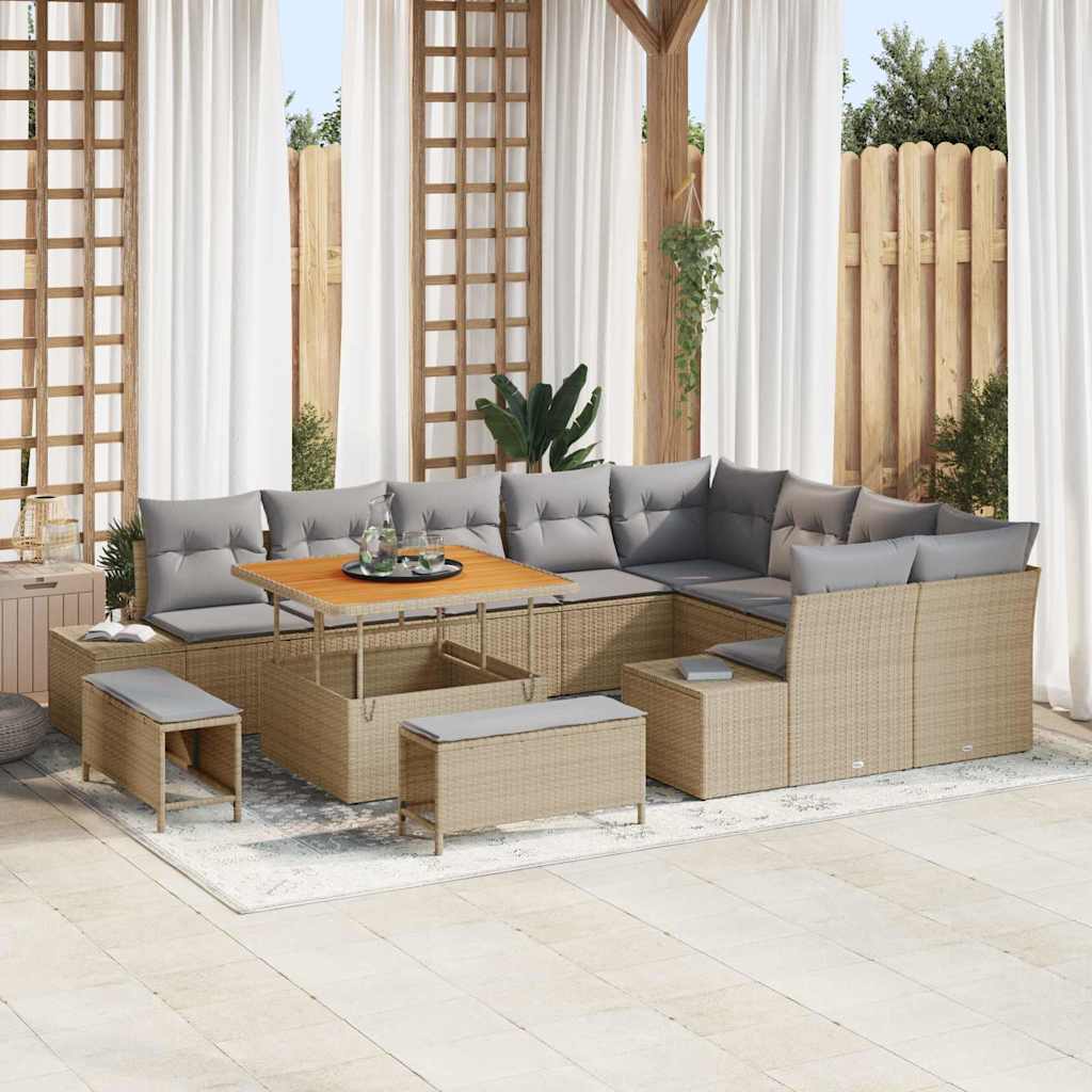 Tuinbankenset Met Kussen Met Opslag 12 Pcs Poly Riet