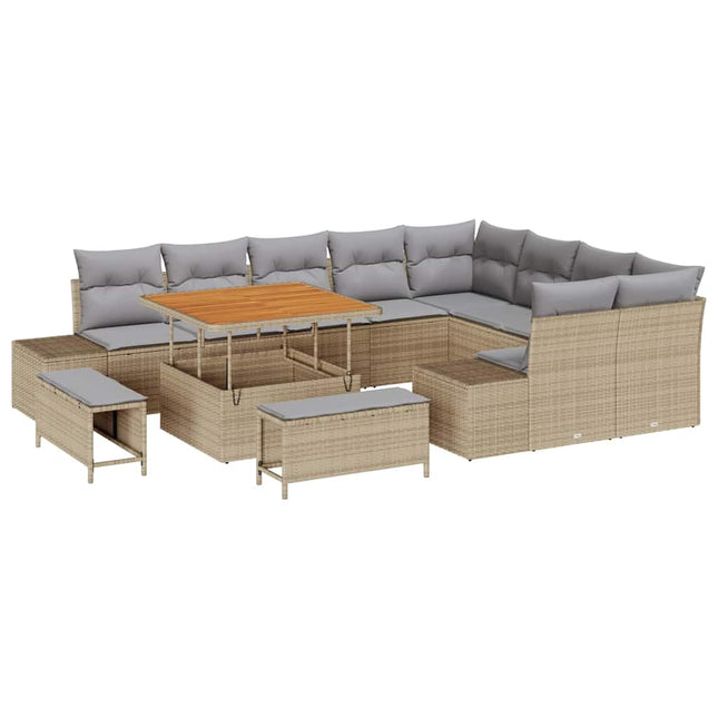 Tuinbankenset Met Kussen Met Opslag 12 Pcs Poly Riet