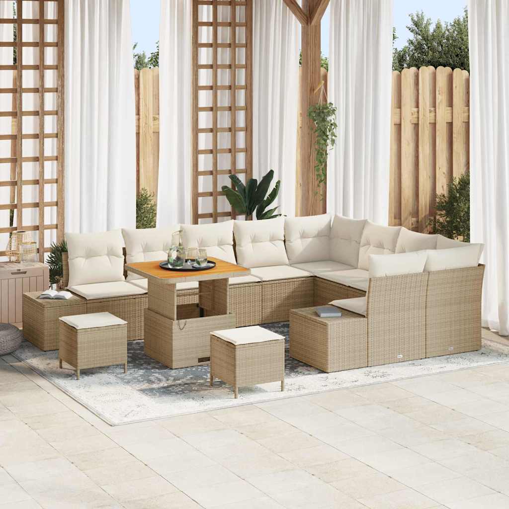 Tuinbankenset Met Kussen Met Opslag 12 Pcs Poly Riet