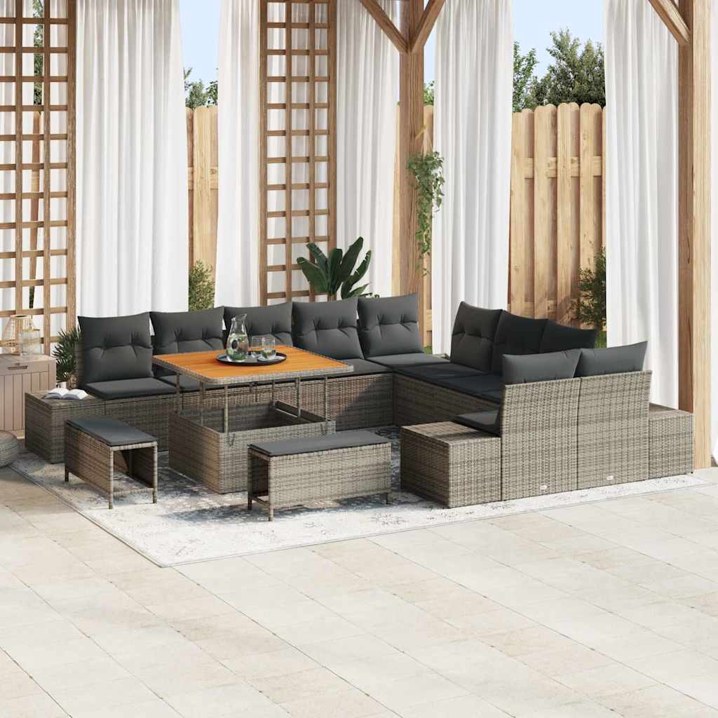 Tuinbankenset Met Kussen Met Opslag 14 Pcs Poly Riet