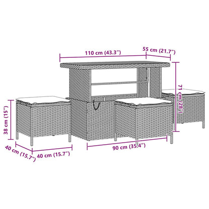 Tuinbankenset Met Kussen Met Opslag 14 Pcs Poly Riet