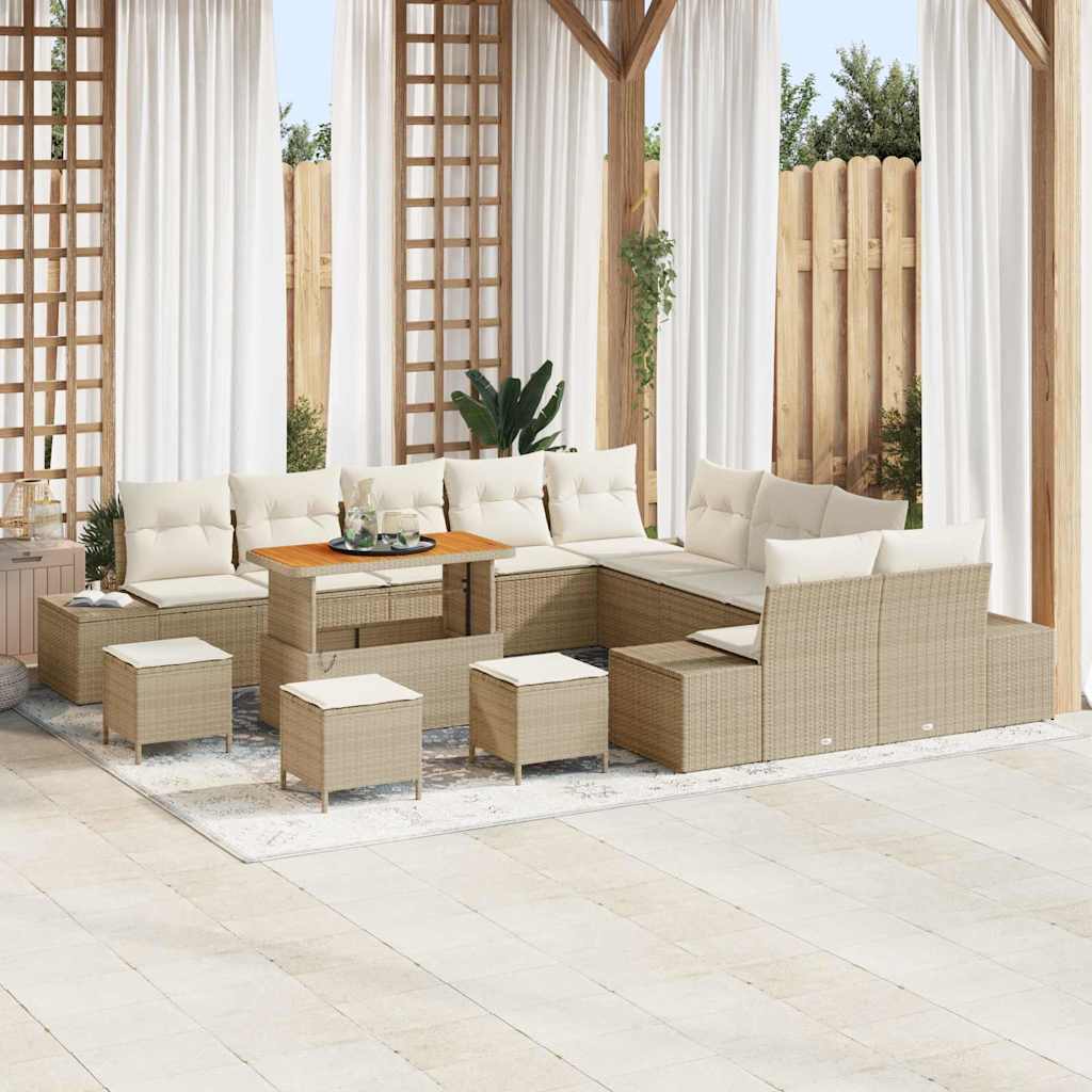 Tuinbankenset Met Kussen Met Opslag 14 Pcs Poly Riet