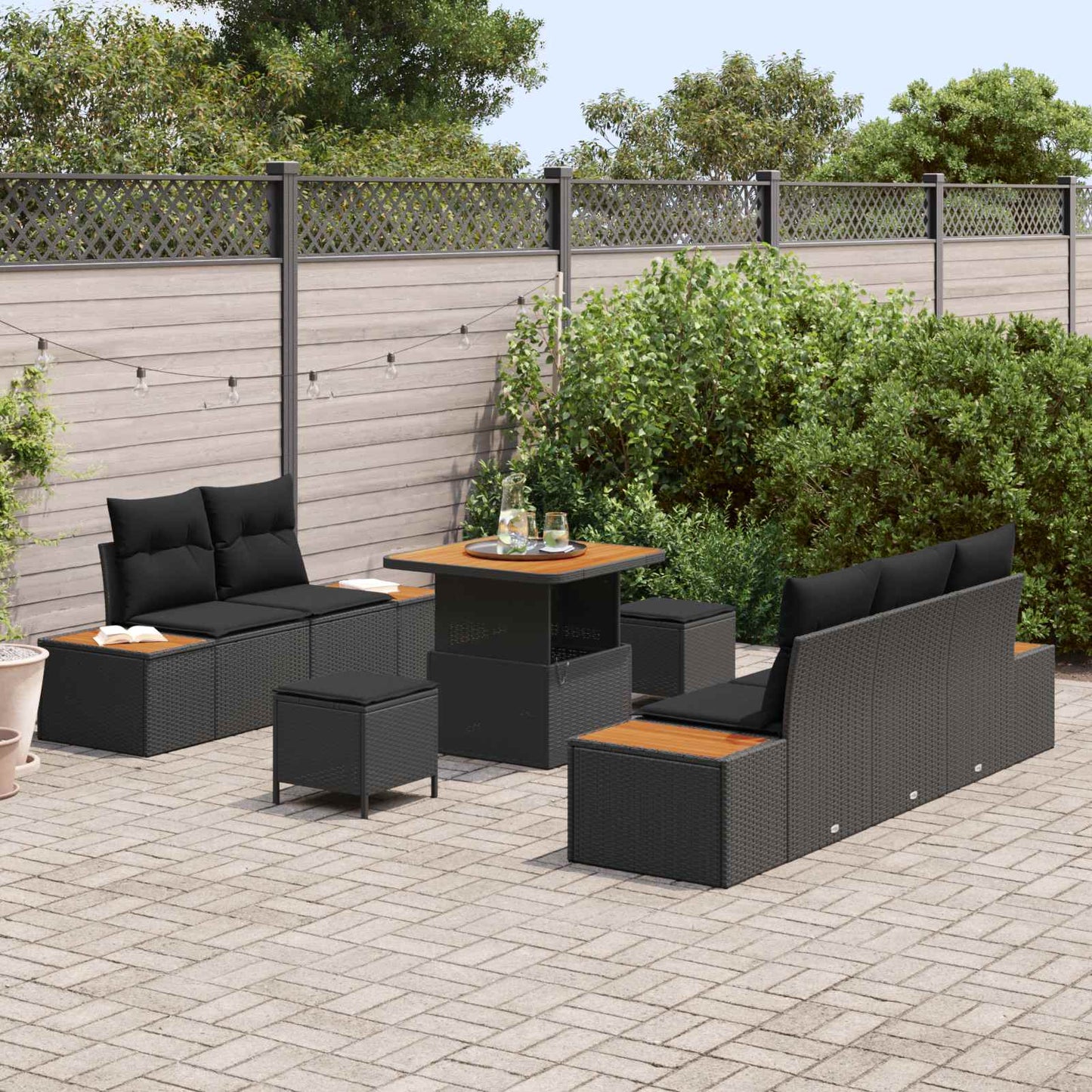 Tuin Sofa Set 8 Pcs Poly Rattan En Poedergecoat Staal