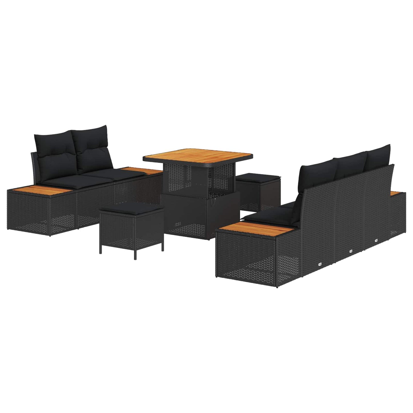 Tuin Sofa Set 8 Pcs Poly Rattan En Poedergecoat Staal