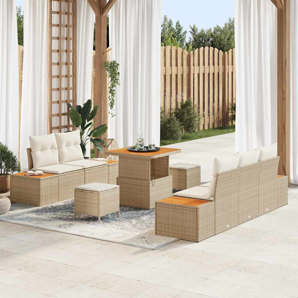 Tuin Sofa Set 8 Pcs Poly Rattan En Poedergecoat Staal