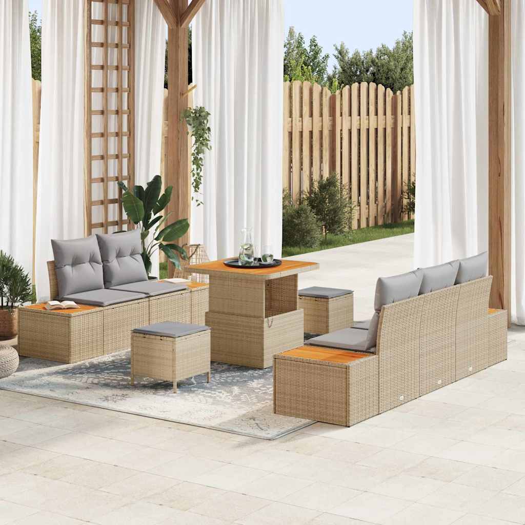 Tuin Sofa Set 8 Pcs Poly Rattan En Poedergecoat Staal