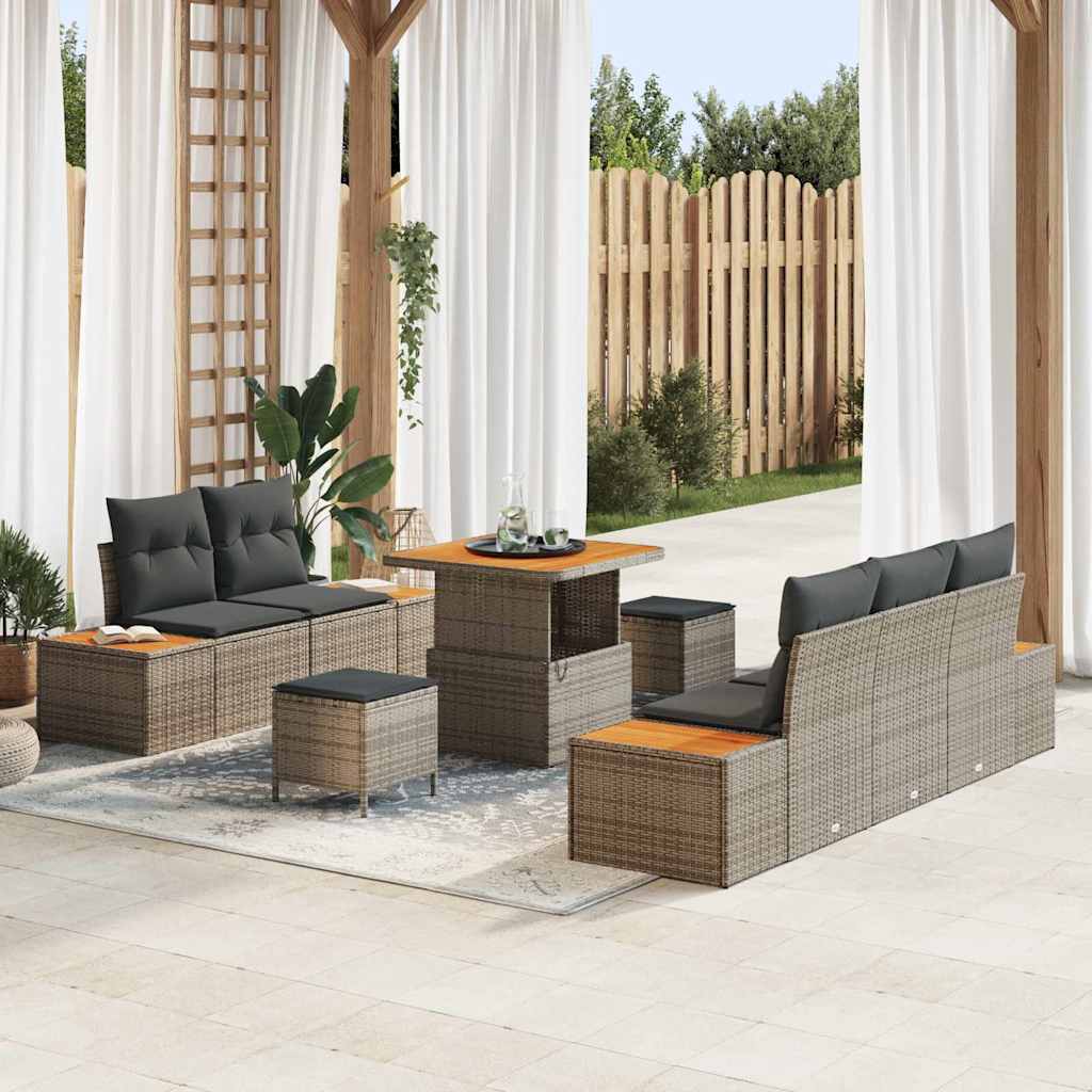 Tuin Sofa Set 8 Pcs Poly Rattan En Poedergecoat Staal