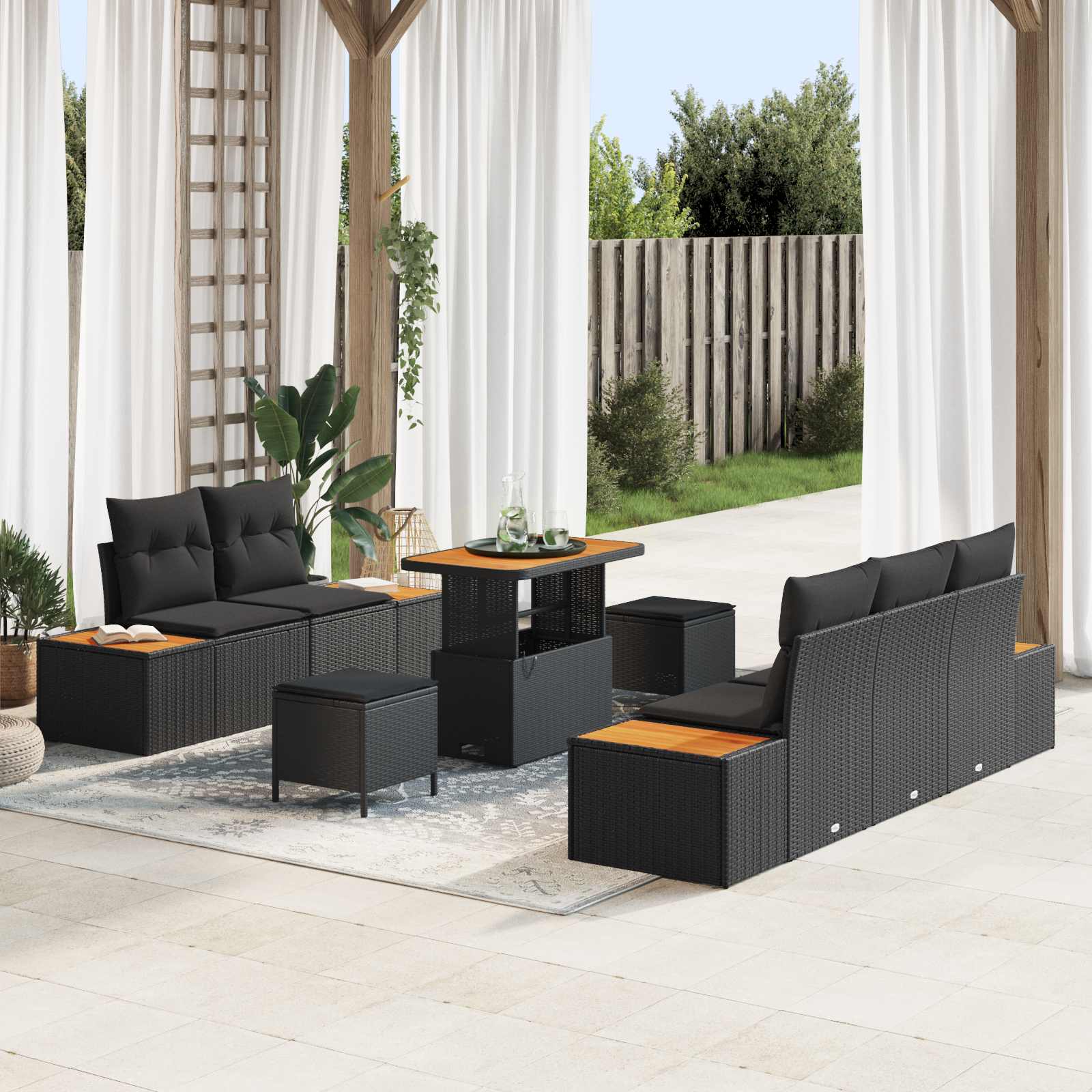 Tuin Sofa Set 8 Pcs Poly Rattan En Poedergecoat Staal