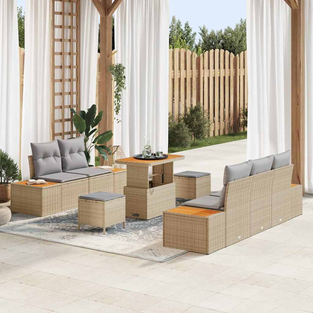 Tuin Sofa Set 8 Pcs Poly Rattan En Poedergecoat Staal