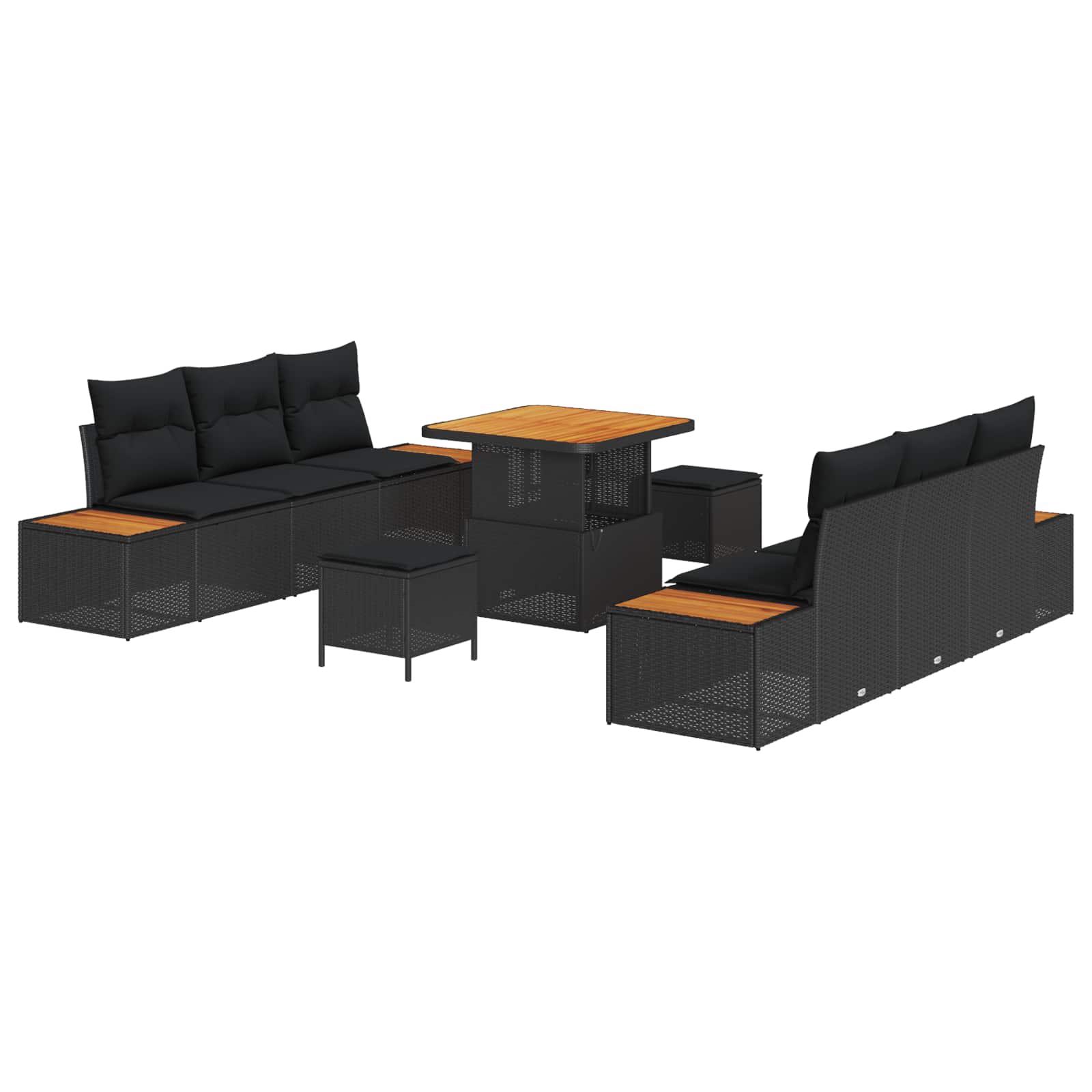 Tuinbankenset Met Kussen Met Opslag 9 Pcs Poly Riet