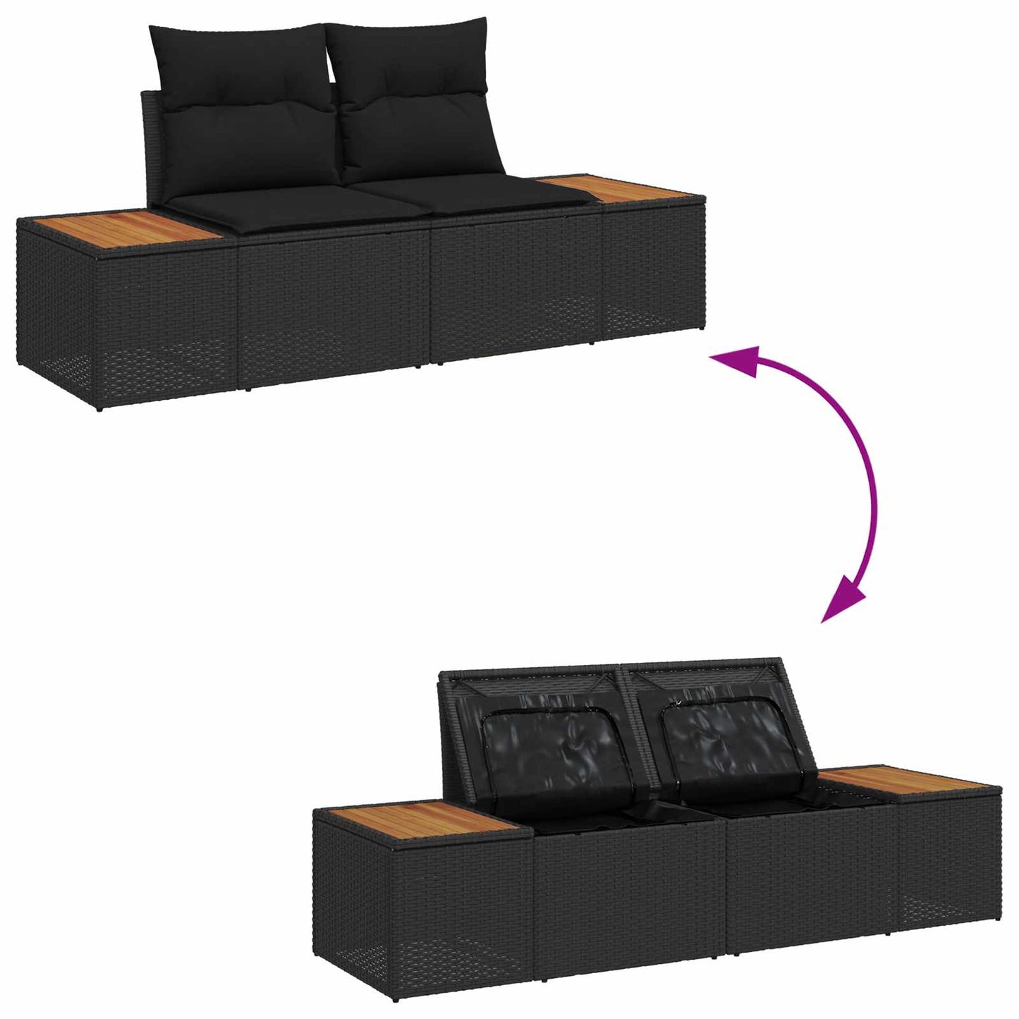 Tuinbankenset Met Kussen Met Opslag 9 Pcs Poly Riet