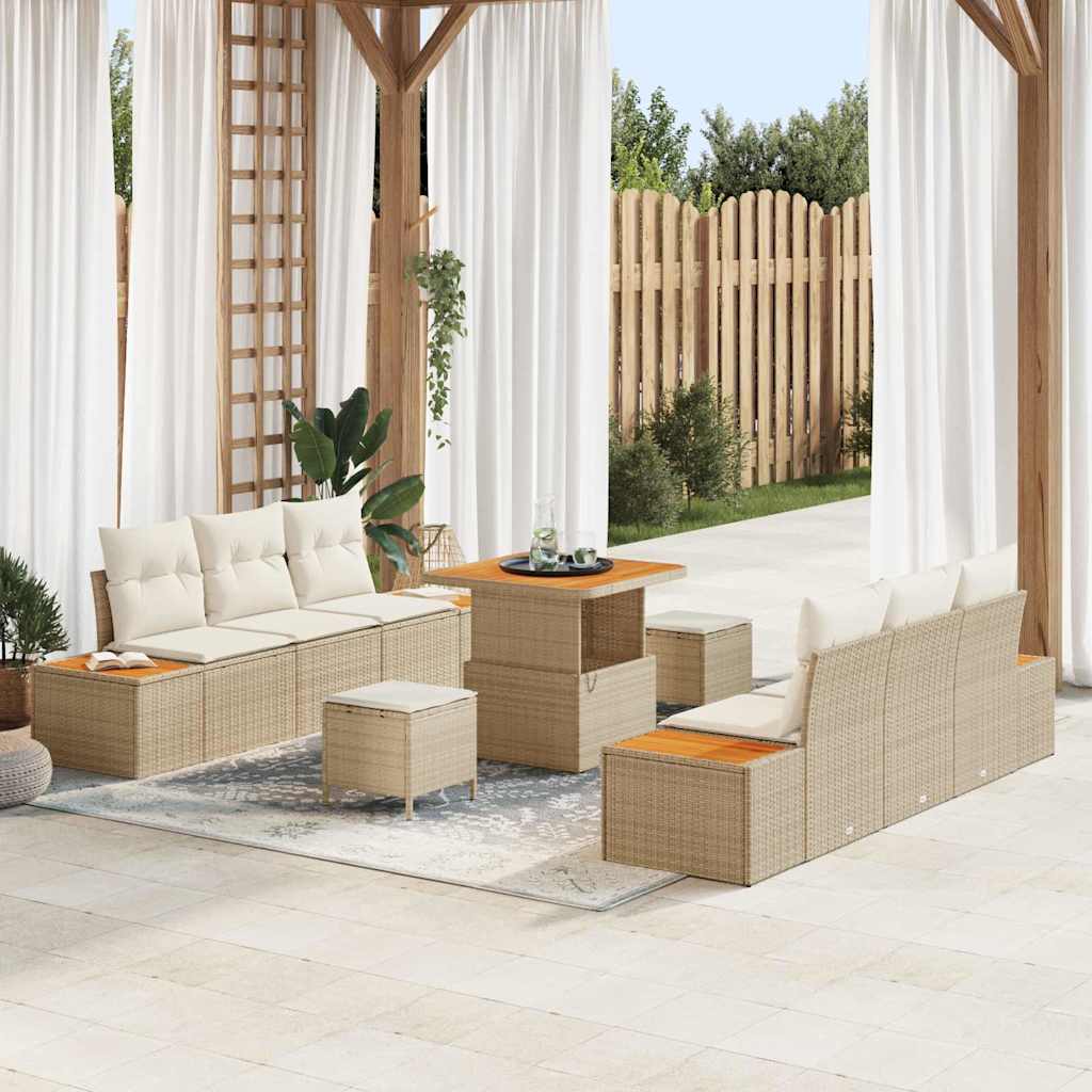 Tuinbankenset Met Kussen Met Opslag 9 Pcs Poly Riet