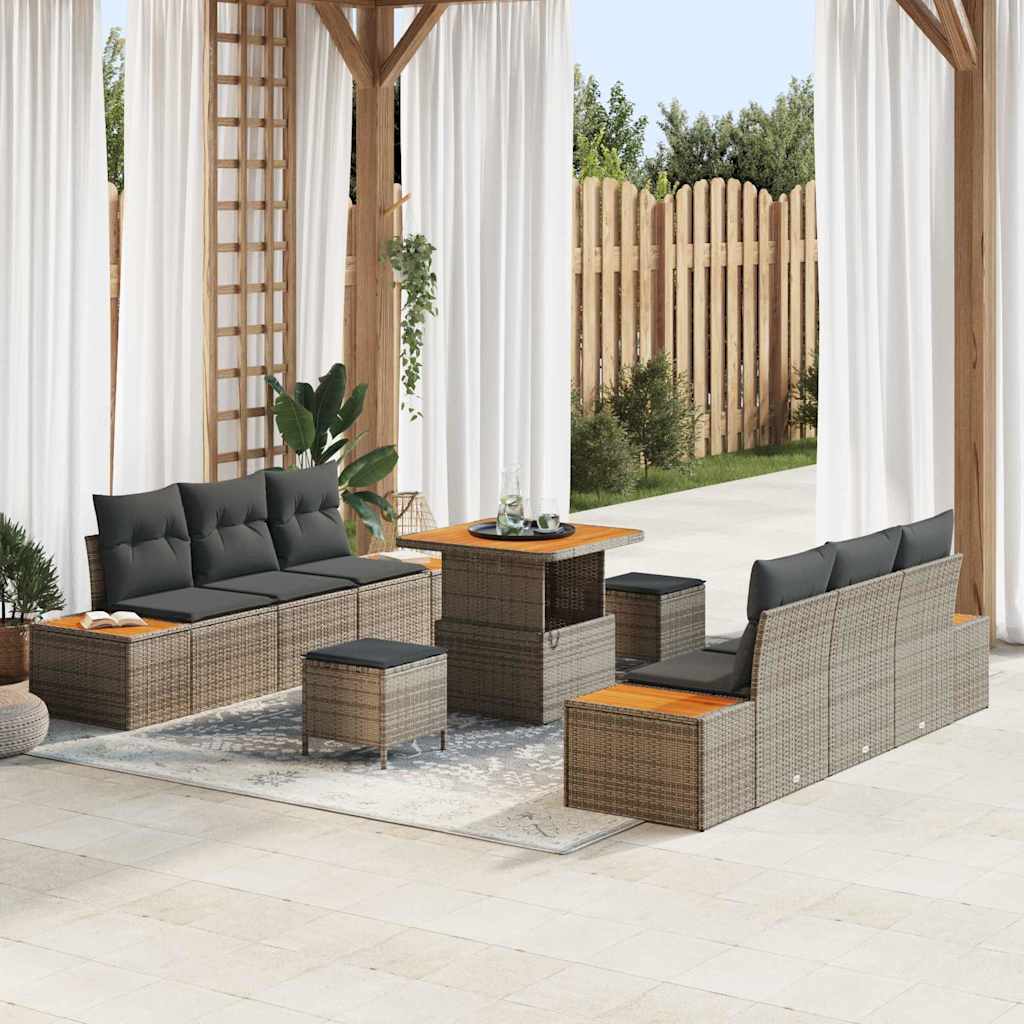 Tuinbankenset Met Kussen Met Opslag 9 Pcs Poly Riet