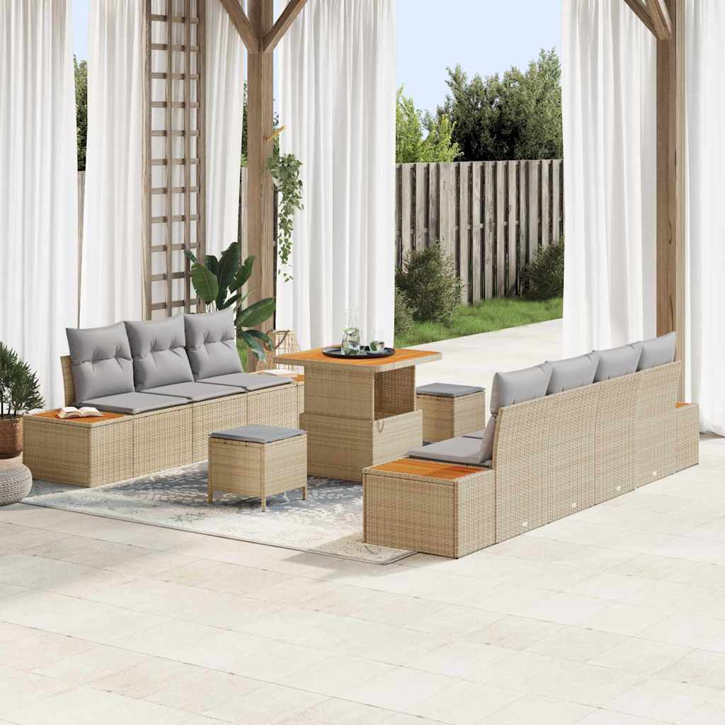 Tuinbankenset Met Kussen Met Opslag 10 Pcs Poly Riet