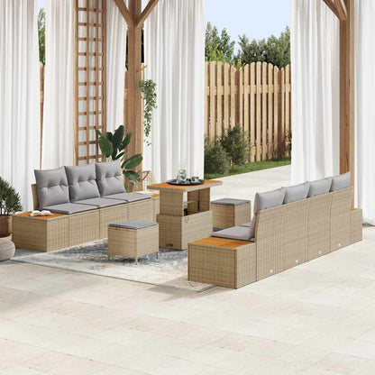 Tuinbankenset Met Kussen Met Opslag 10 Pcs Poly Riet