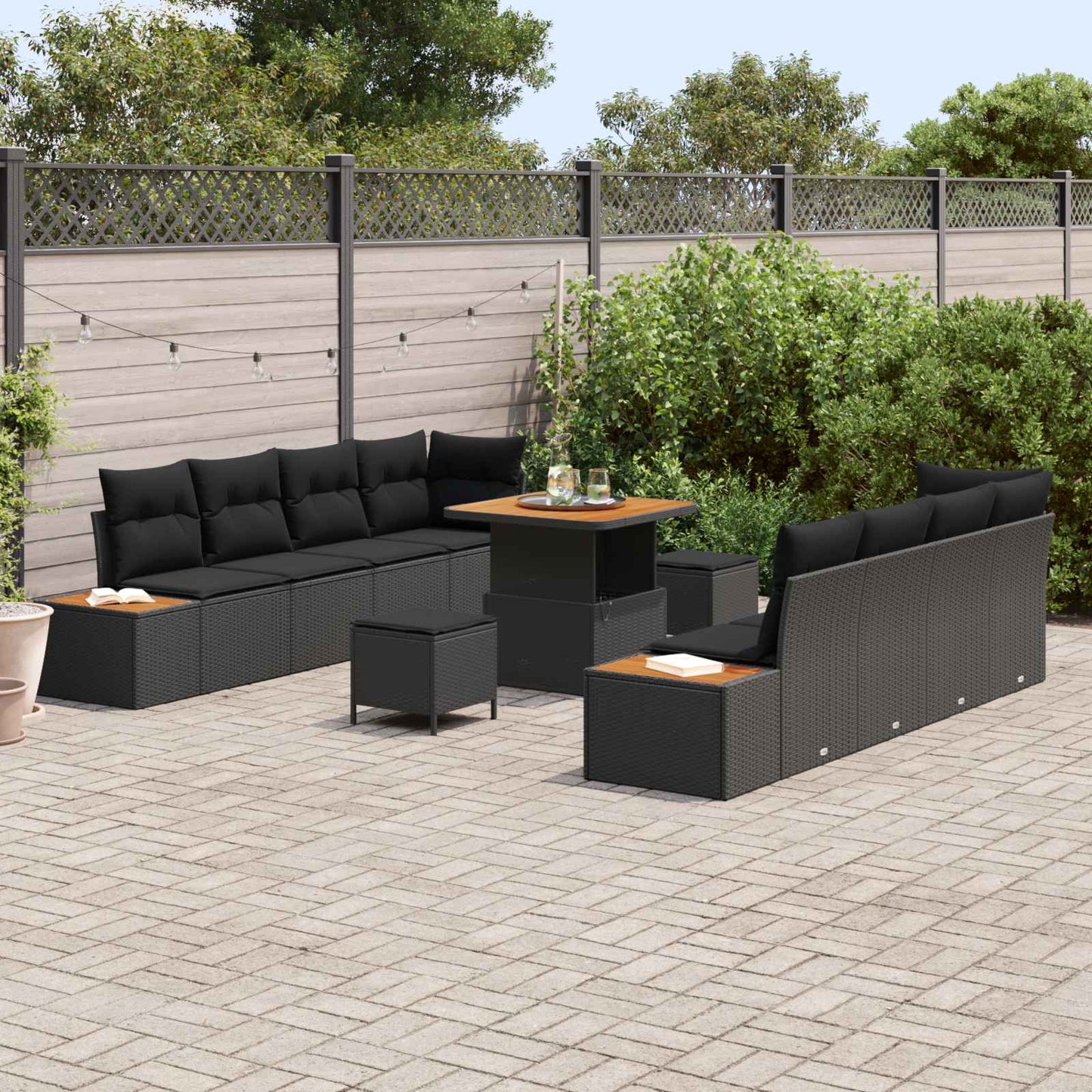 Tuinbankenset Met Kussen Met Opslag 11 Pcs Poly Riet