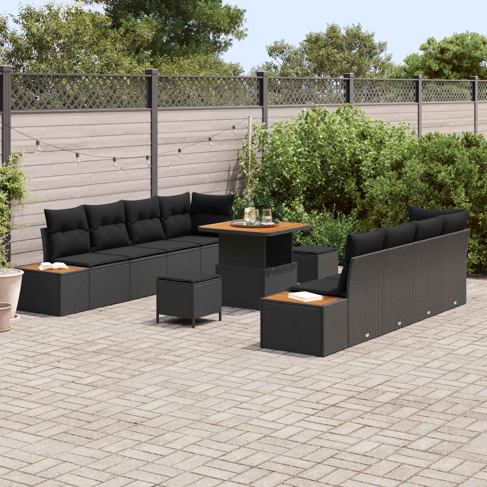 Tuinbankenset Met Kussen Met Opslag 11 Pcs Poly Riet