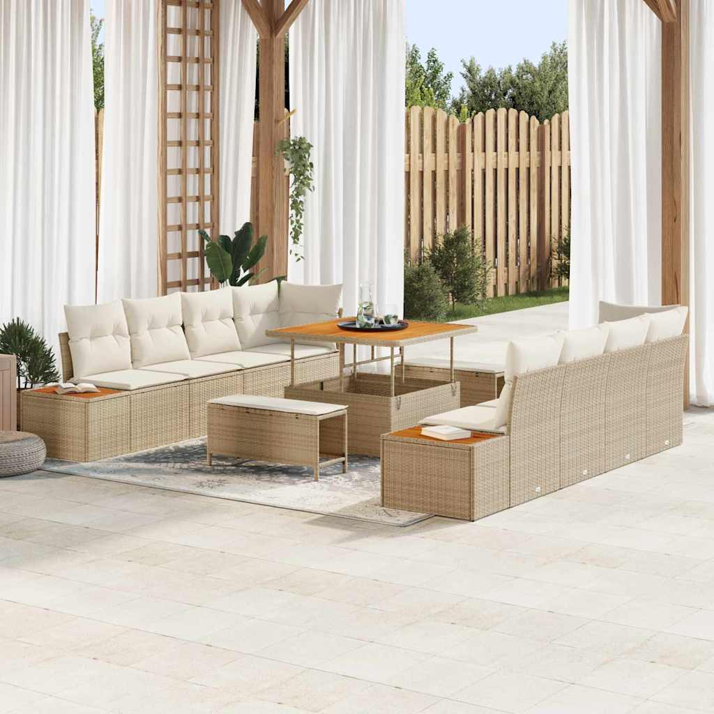 Tuinbankenset Met Kussen Met Opslag 11 Pcs Poly Riet