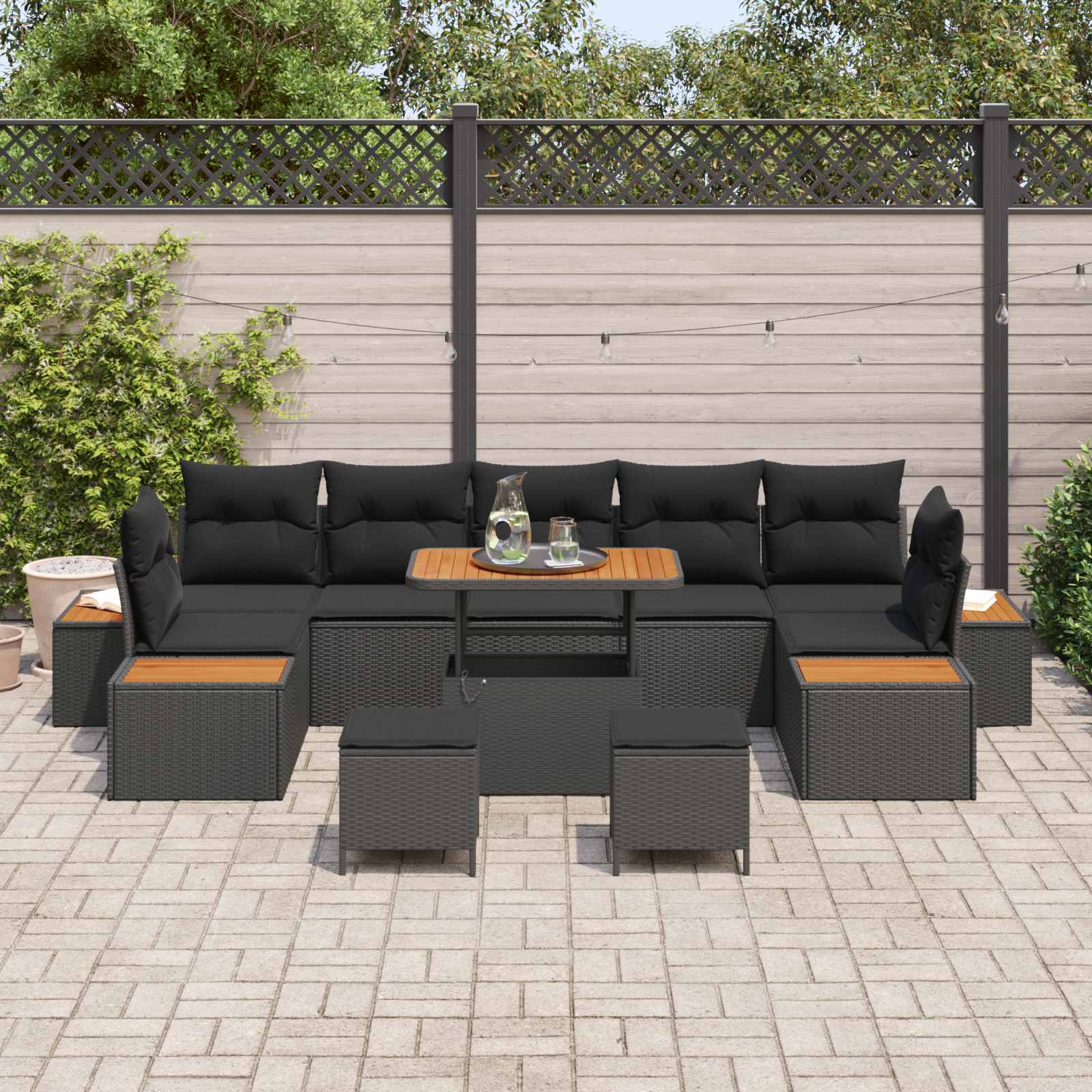 Tuinbankenset Met Kussen Met Opslag 10 Pcs Poly Riet