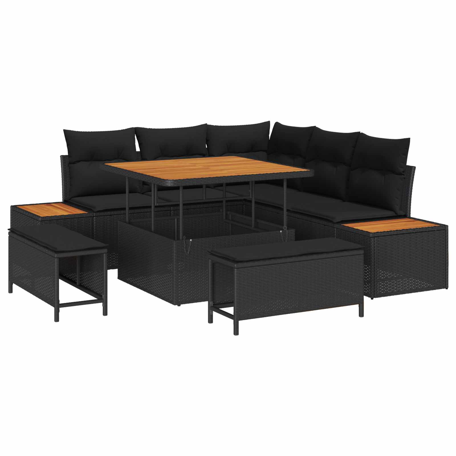 Tuinbankenset Met Kussen Met Opslag 8 Pcs Poly Riet