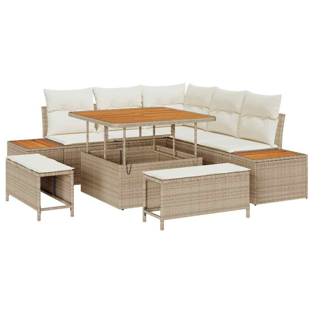 Tuinbankenset Met Kussen Met Opslag 8 Pcs Poly Riet