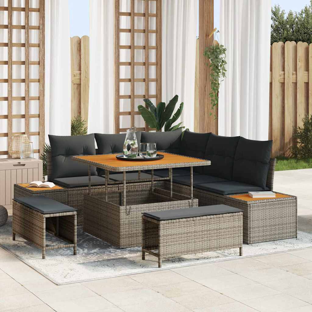Tuinbankenset Met Kussen Met Opslag 8 Pcs Poly Riet