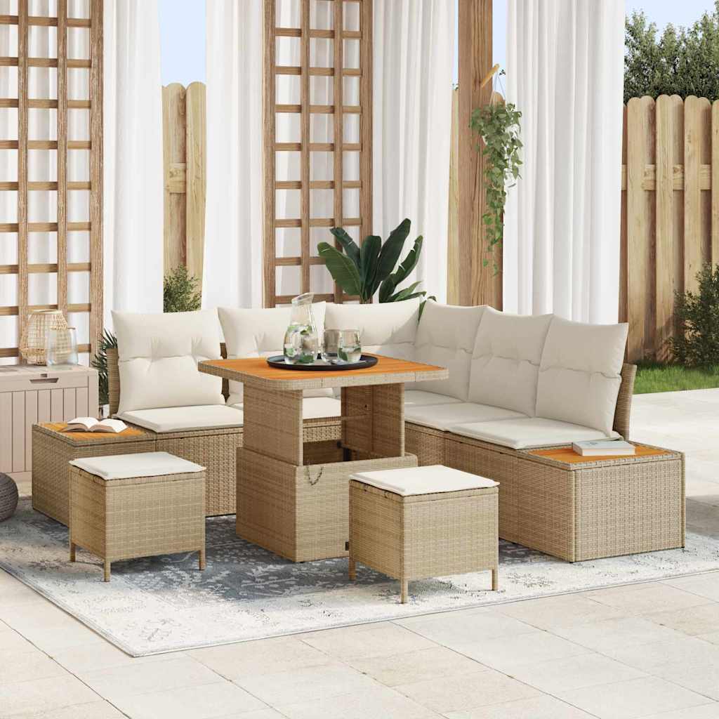 Tuinbankenset Met Kussen Met Opslag 8 Pcs Poly Riet
