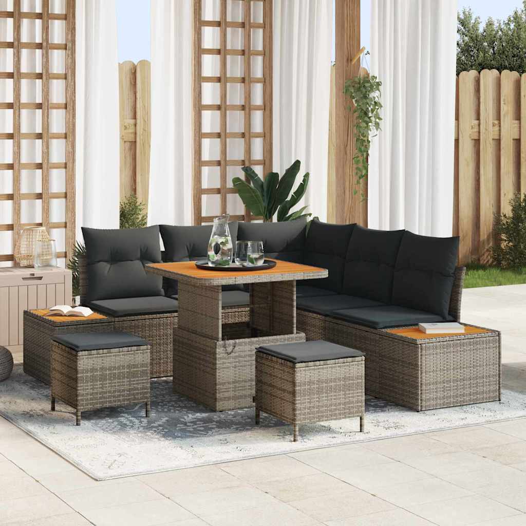 Tuinbankenset Met Kussen Met Opslag 8 Pcs Poly Riet