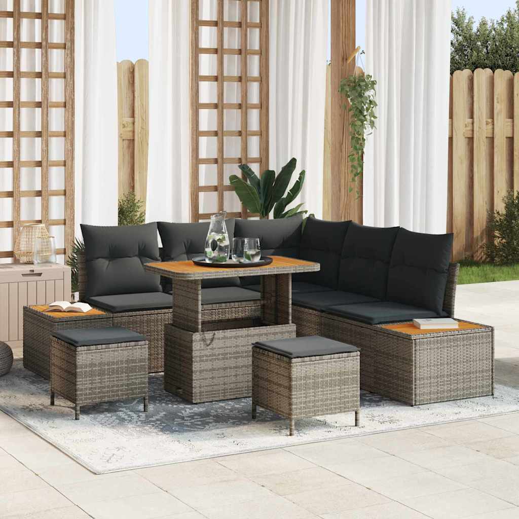 Tuinbankenset Met Kussen Met Opslag 8 Pcs Poly Riet