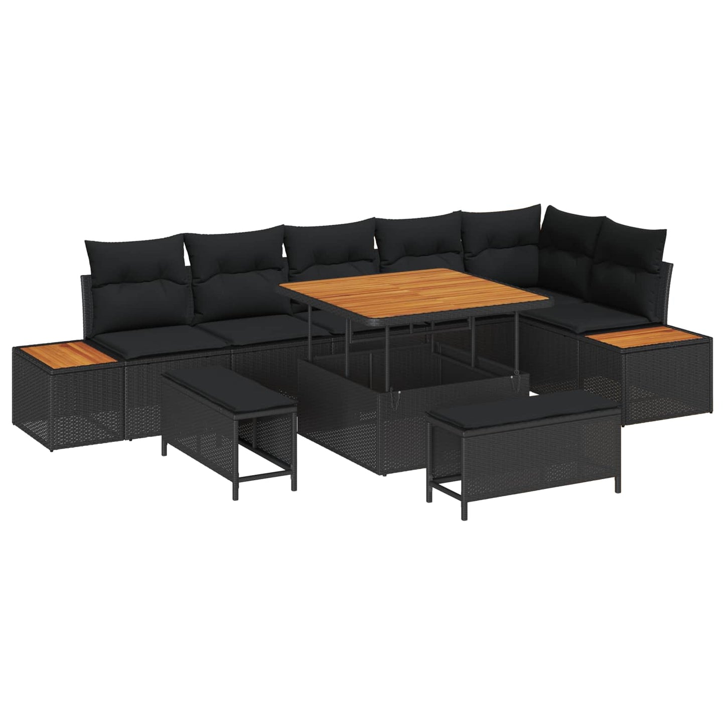 Tuinbankenset Met Kussen Met Opslag 9 Pcs Poly Riet