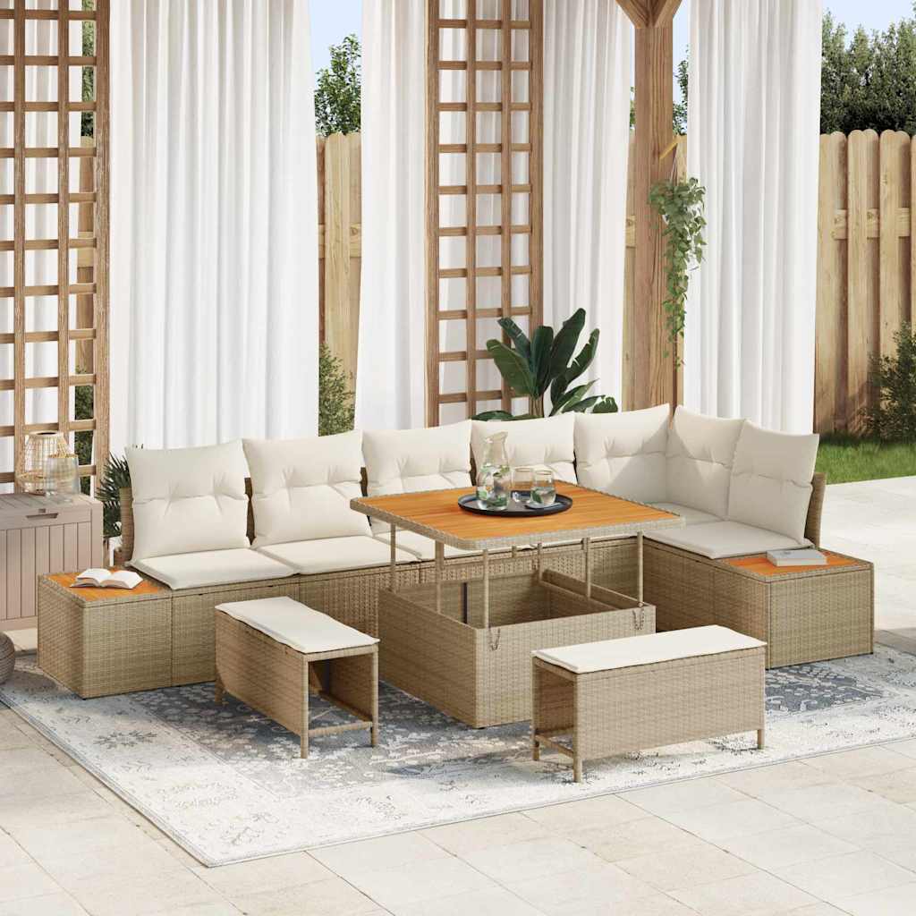 Tuinbankenset Met Kussen Met Opslag 9 Pcs Poly Riet