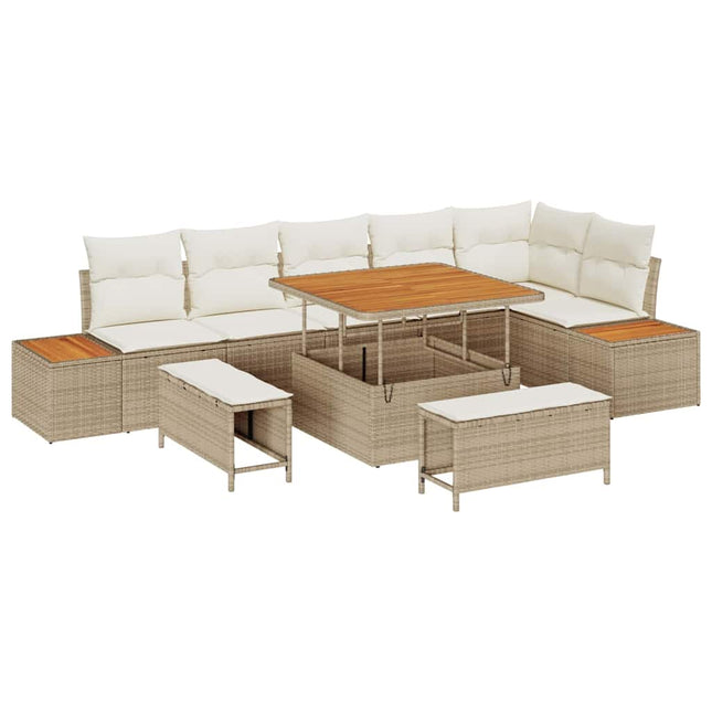 Tuinbankenset Met Kussen Met Opslag 9 Pcs Poly Riet