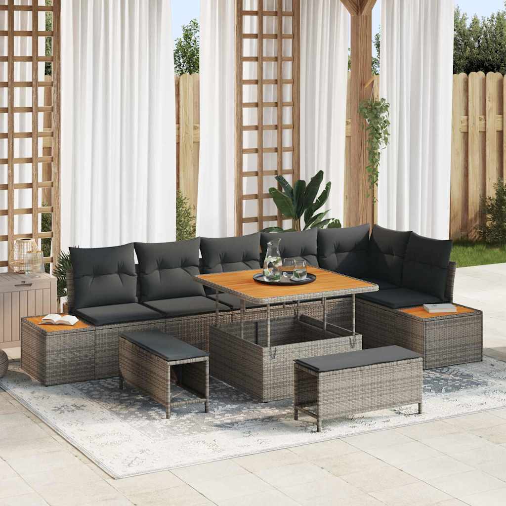 Tuinbankenset Met Kussen Met Opslag 9 Pcs Poly Riet